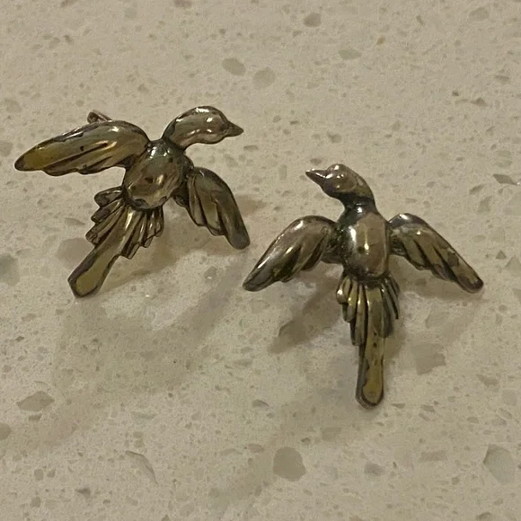 Vintage sterling silver screw on bird earrings - Picture 3 of 6